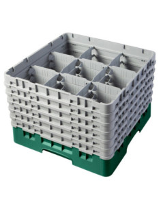 CAMBRO - 9S1114-119 - Cesta de lavado 9 comp. 6 alturas - 14,8 cm Ø máx. - alt. máx. 29,9 cm - 50 x 50 x 34,9 cm