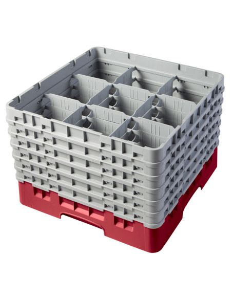 CAMBRO - 9S1114-119 - Cesta de lavado 9 comp. 6 alturas - 14,8 cm Ø máx. - alt. máx. 29,9 cm - 50 x 50 x 34,9 cm
