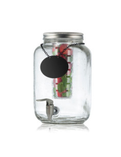 Tablecraft Dispensador de cristal, grifo acero inox. - 19,5 x 26 x 32 cm - 7,6 L. Incluye infusor.