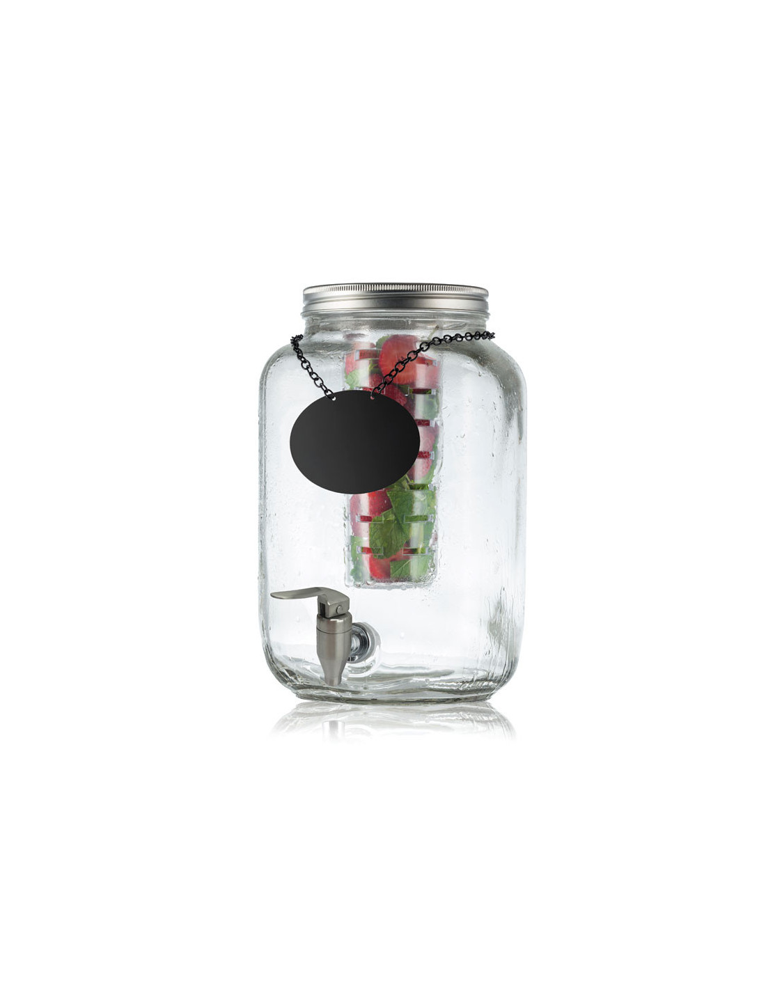 Tablecraft Dispensador de cristal, grifo acero inox. - 19,5 x 26 x 32 cm - 7,6 L. Incluye infusor.