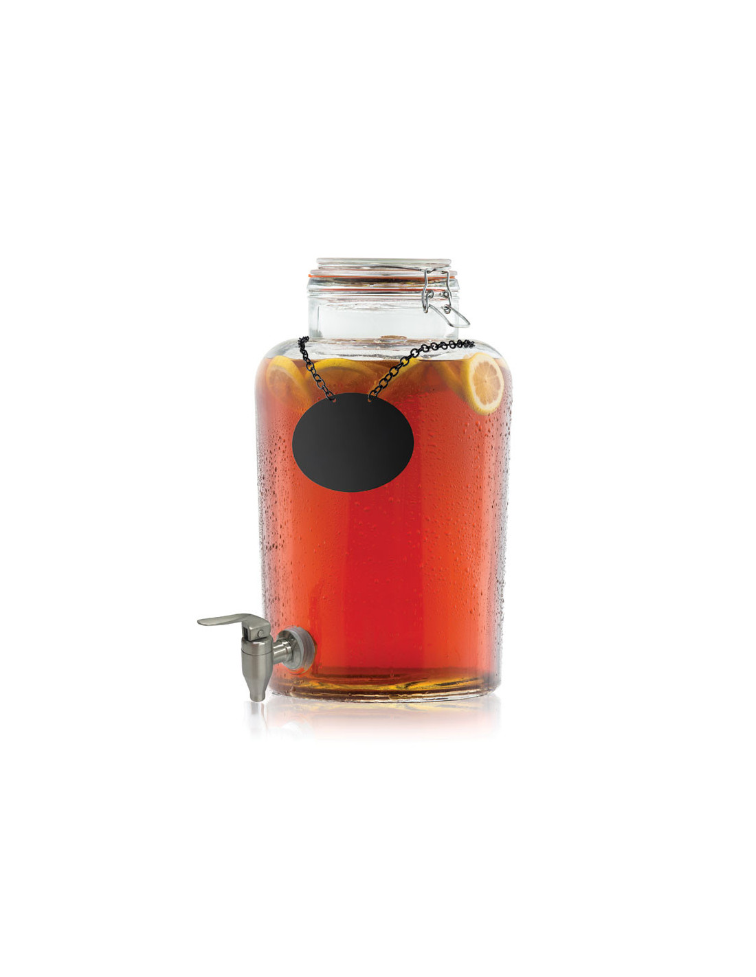 Tablecraft Dispensador de cristal, grifo acero inox. - 21 x 26,5 x 35,5 cm - 8,7 L.