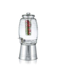Tablecraft Dispensador de cristal, grifo acero inox. - 23 x 27,5 x 37 cm - 9,8 L. Incluye infusor.