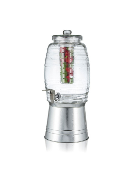 Tablecraft Dispensador de cristal, grifo acero inox. - 23 x 27,5 x 37 cm - 9,8 L. Incluye infusor.