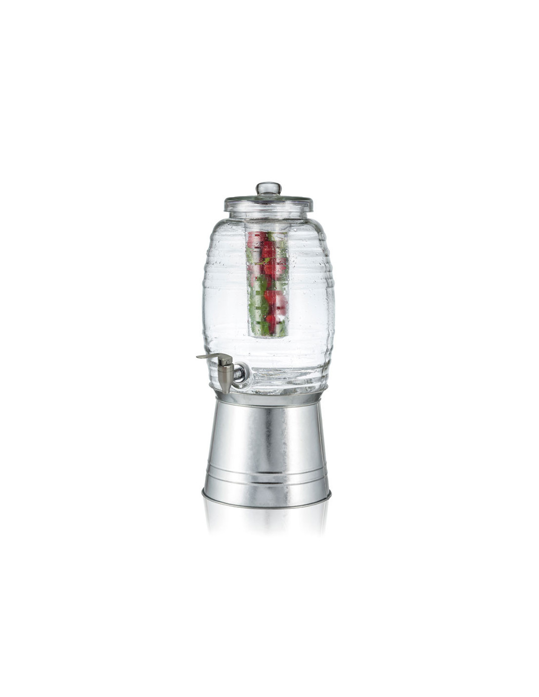 Tablecraft Dispensador de cristal, grifo acero inox. - 23 x 27,5 x 37 cm - 9,8 L. Incluye infusor.