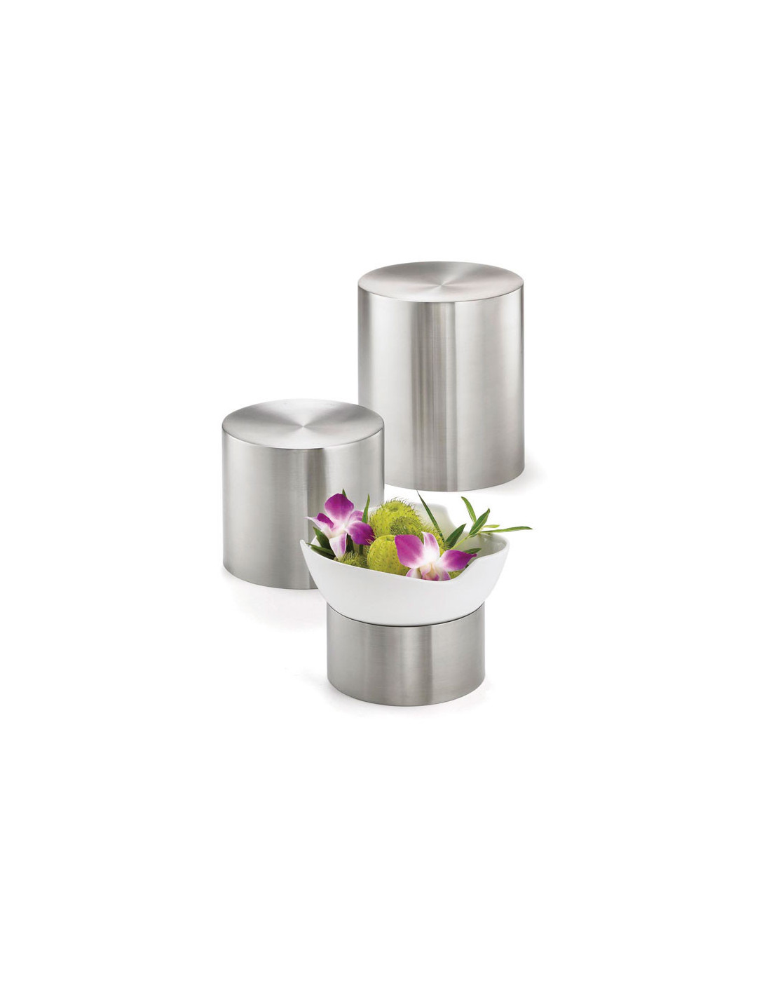 Tablecraft Pedestal cilíndrico - set de 3 pc - 20 cm s Ø x 23 cm alto. / 18 cm Ø x 15 cm alto. / 15 cm Ø x 8 cm alto.