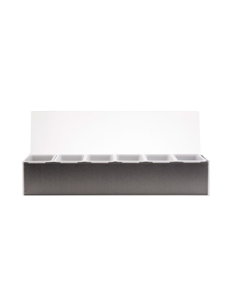 Tablecraft Dispensador de condimentos con tapa para 4 botecitos de 0,5 L de 45,7 x 15,2 x 8,9 cm