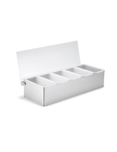 Tablecraft Dispensador de condimentos con tapa para 5 botecitos de 0,5 L de 38,1 x 14,6 x 8,9 cm