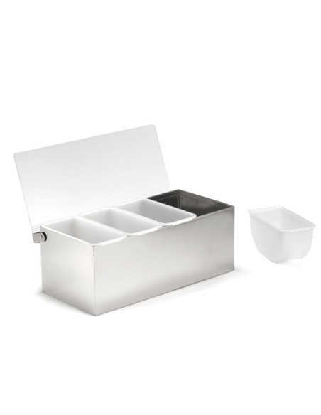 Tablecraft Dispensador de con tapa para 4 botecitos de 0,5 L de 29,8 x 14 x 11,4 cm