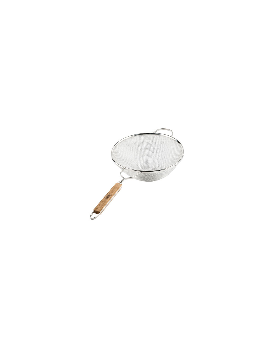 Tablecraft Colador de malla doble estañado con mango de madera - malla fina de 26 cm