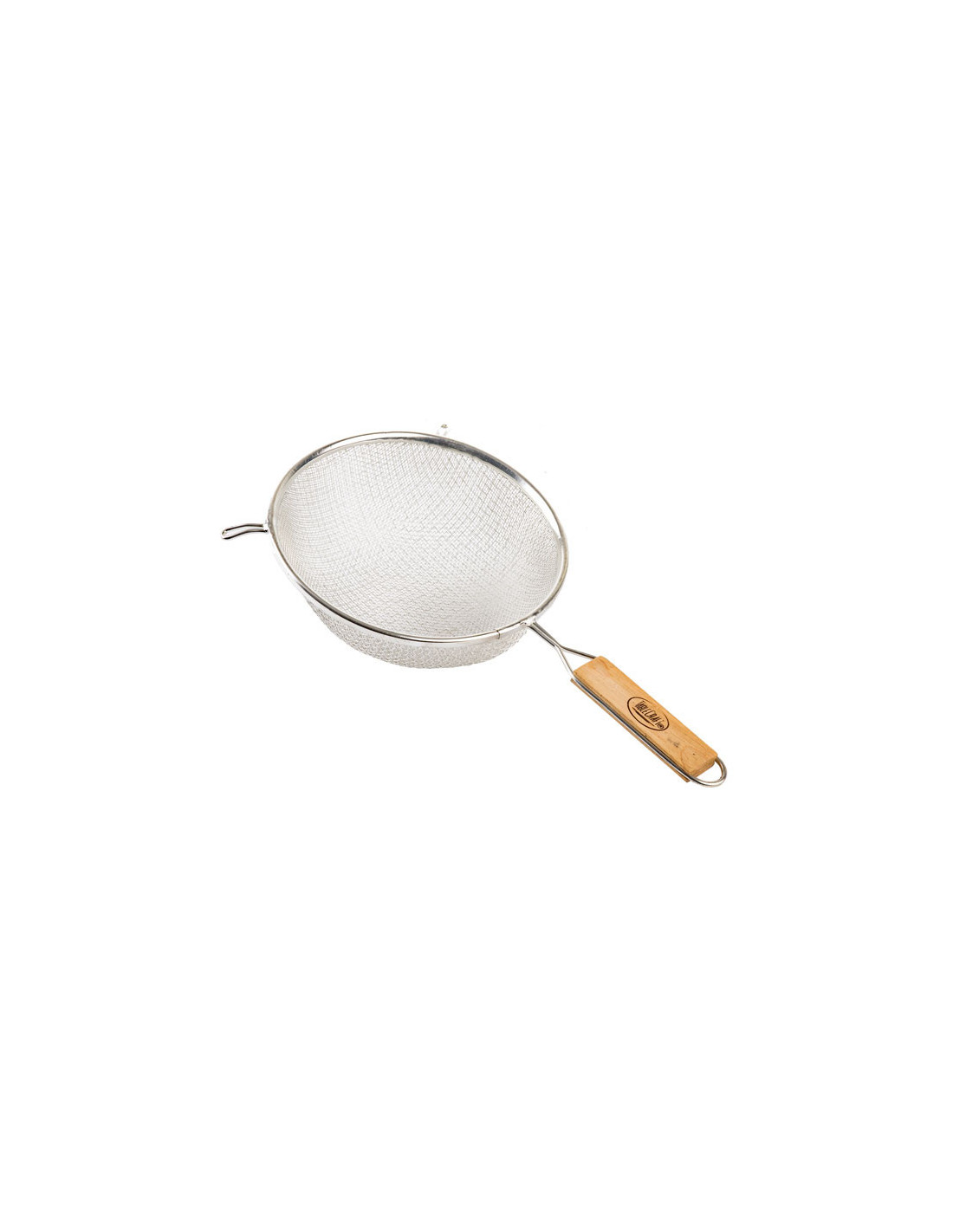 Tablecraft Colador de malla doble estañado con mango de madera - malla mediana de 20 cm
