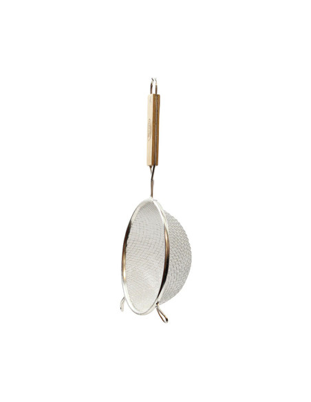 Tablecraft Colador de malla doble estañado con mango de madera - malla fina de 20 cm