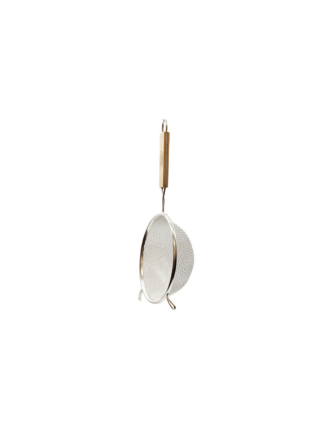 Tablecraft Colador de malla doble estañado con mango de madera - malla fina de 20 cm