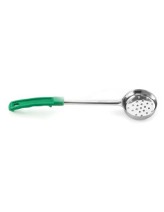 Tablecraft Cucharas "spoonout" sólida perforada mango verde - 26,5 cm - 118 ml
