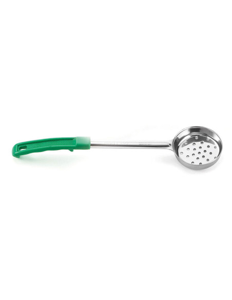 Tablecraft Cucharas "spoonout" sólida perforada mango verde - 26,5 cm - 118 ml