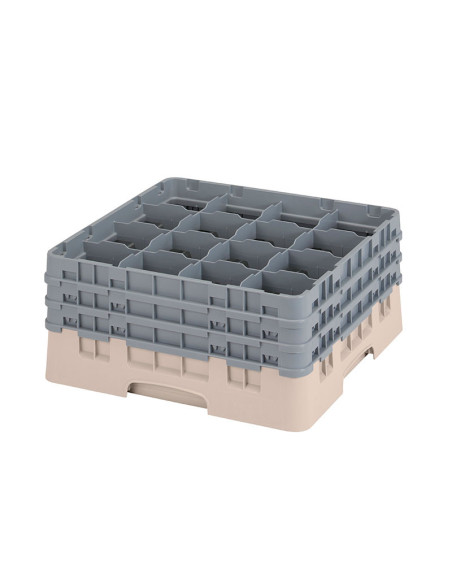 CAMBRO - 16S738-151 - Cesta de lavado 16 comp. 3 alturas - 10,9 cm Ø máx. - alt. máx. 20 cm - 50 x 50 x 22,5 cm
