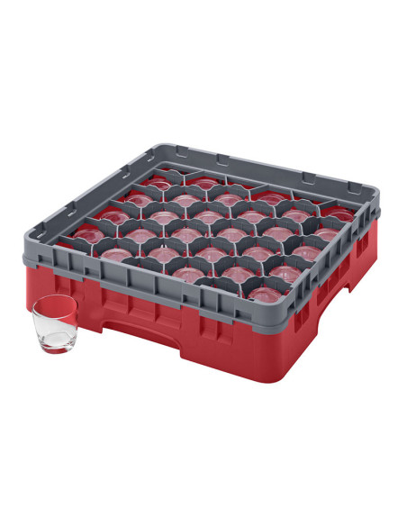 CAMBRO - 30S318-110 - Cesta de lavado 30 comp. 1 altura - 7,84 cm Ø máx. - alt. máx. 9,4 cm - 50 x 50 x 14,3 cm